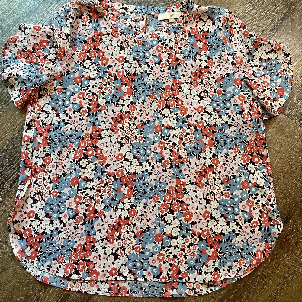 Loft Multi-Colored Floral Blouse